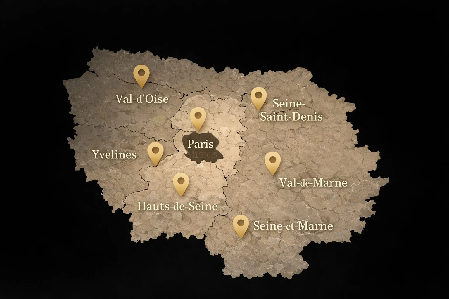 Carte Île-de-France zones d'intervention montage meubles